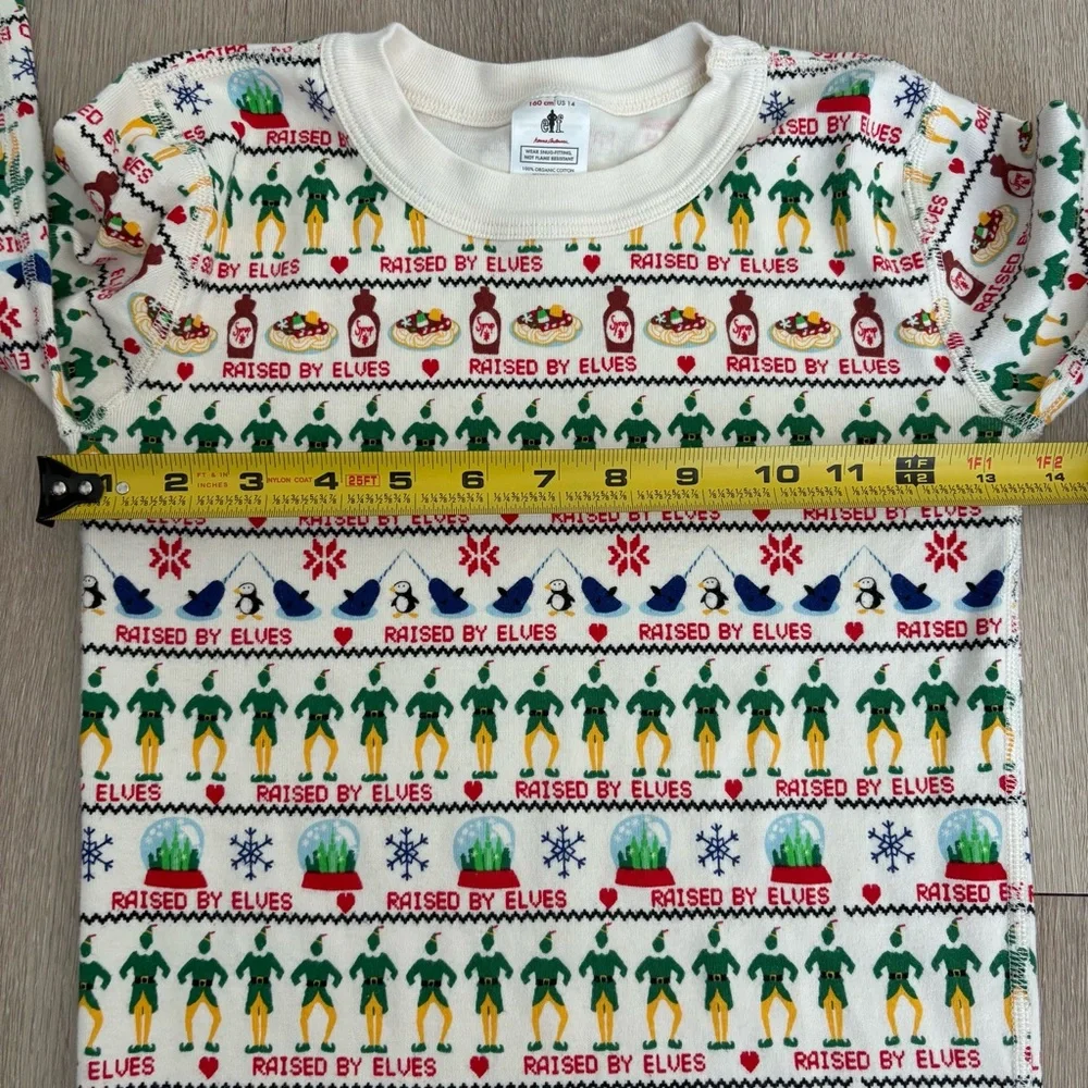 Hanna Andersson Elf Kids 14 Pajama Top Long John 100% Organic Cotton Holiday